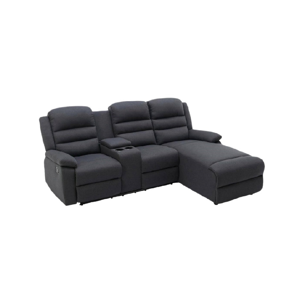 Reclining sectional sofa for living room use in fabric - 未能提供尺寸信息。